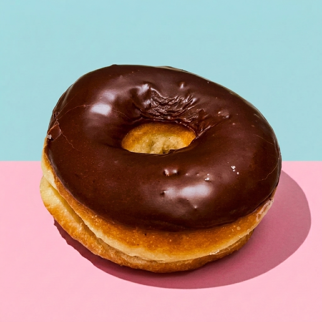 Chocolate frosted cake donut