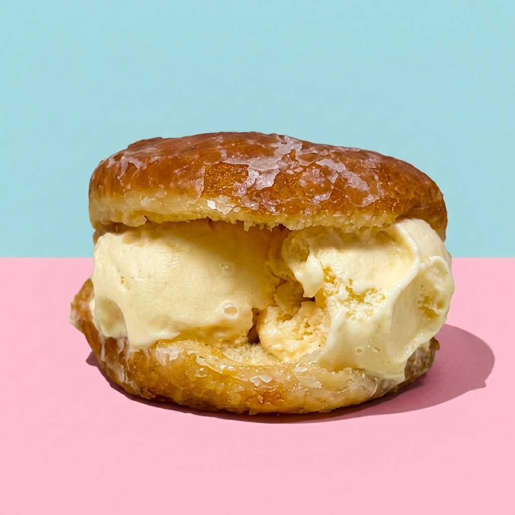 Donut ice cream sandwich with sprinkles