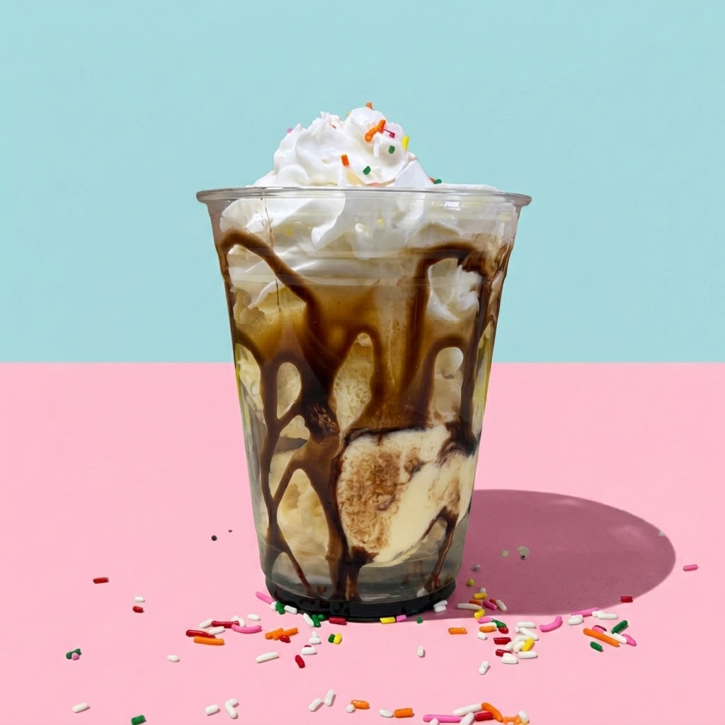 Ice cream sundae with toppings